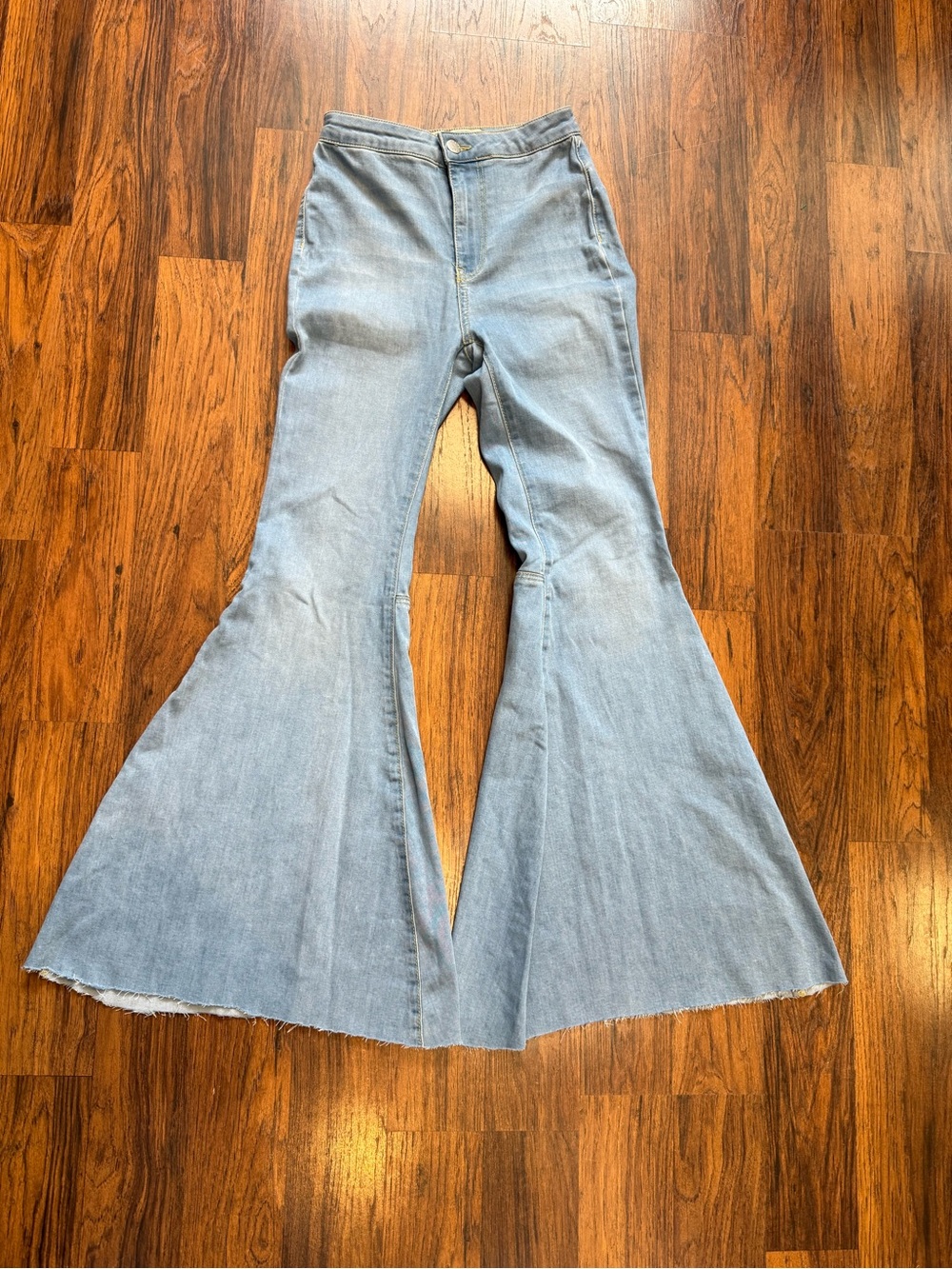 Free People Light Blue High-Waist Wide Leg Flare Jeans